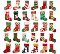 MORCART 30PCS Christmas Magnets for Fridge, Merry Xmas Sock Magnets Refrigerator Decoration for Dishwasher Locker Whiteboard Magnetic Board Cabinets Classroom Office Cubicle