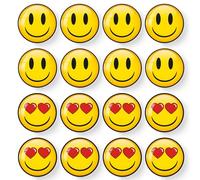 MORCART Pack of 16 Emoji Magnets Smiley Face Fridge Magnets Decoration for Locker, Whiteboard, Decorative Magnetic Board, Cabinets, Classroom, Office