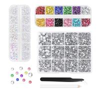 Morcheiong 17000Pcs Resin Rhinestones Transparent Flatback Crystals Diamond Includes Tweezers and Pickup Pen Suitable for Crafting DIY Nail Art Makeup Wedding Dress Clothing Mug