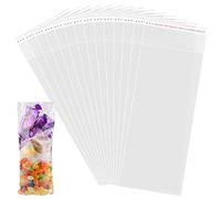 Morcheiong 200 Pieces 4x9 Inches Cellophane Treat Bags Clear Jewelry Cookie Self-adhesive Bags for Packaging Gifts Party Decor