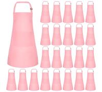 Morcheiong 24 Pack Adjustable Kids Apron Bulk with 2 Pockets Toddler Apron Kids Painting Aprons for Cooking Baking Paiting Boys Girls (Pink)