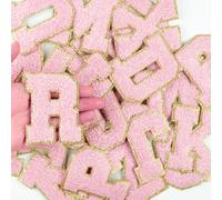 Morcheiong 26Pcs 3.14 Inch Large Chenille Letter Patches A-Z Self Adhesive, Chenille Letters for Clothing, Letters Patches for Fabric (Light Pink)