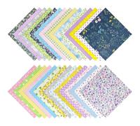 Morcheiong 30 Pcs 10"x 10" Quilting Cotton Fabric Squares Sheets for Hand Made Sewing Scrapbooking Quilting Craft Patchwork Cushions- Yellow/Black/Green/Blue/Pink/Purple