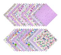 Morcheiong 30 Pcs 10"x 10" Quilting Cotton Fabric Squares Sheets for Hand Made Sewing Scrapbooking Quilting Craft Patchwork Cushions- Purple