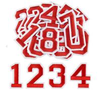 Morcheiong 40 Pcs Iron on Number Patches 0-9, 2 Inch Iron on Embroidered Numbers for Clothing, Pants, Hats, Bags- Red