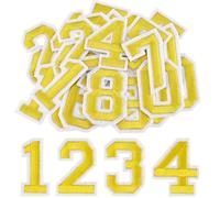 Morcheiong 40 Pcs Iron on Number Patches 0-9, 2 Inch Iron on Embroidered Numbers for Clothing, Pants, Hats, Bags- Yellow