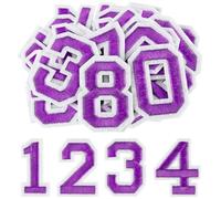 Morcheiong 40 Pcs Iron on Number Patches 0-9, 2 Inch Iron on Embroidered Numbers for Clothing, Pants, Hats, Bags- Purple