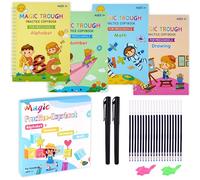 Morcheiong 4Pcs Reusable Magic Practice Copybook for Kids, Calligraphy Handwriting Practice Book Set for Preschools