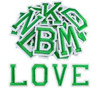 Morcheiong 78 Pcs Iron on Letter Patches A-Z, 2 Inch Iron on Embroidered Alphabet Patch for Clothing, Pants, Hats, Bags- Green