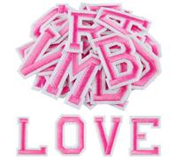 Morcheiong 78 Pcs Iron on Letter Patches A-Z, 2 Inch Iron on Embroidered Alphabet Patch for Clothing, Pants, Hats, Bags- Pink