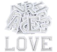 Morcheiong 78 Pcs Iron on Letter Patches A-Z, 2 Inch Iron on Embroidered Alphabet Patch for Clothing, Pants, Hats, Bags- Silver