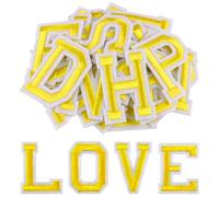 Morcheiong 78 Pcs Iron on Letter Patches A-Z, 2 Inch Iron on Embroidered Alphabet Patch for Clothing, Pants, Hats, Bags- Yellow