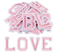 Morcheiong 78 Pcs Iron on Letter Patches A-Z, 2 Inch Iron on Embroidered Alphabet Patch for Clothing, Pants, Hats, Bags- Light Pink