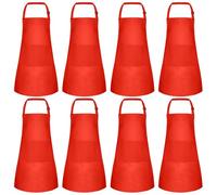 Morcheiong 8 Pack Adjustable Kids Apron Bulk with 2 Pockets Toddler Apron Kids Painting Aprons for Cooking Baking Paiting Boys Girls (Red)