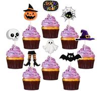 Morcheiong Halloween Cupcake Toppers - 80 Pcs Spooky Haunted House Party Fruit Cake Decoration Supplies