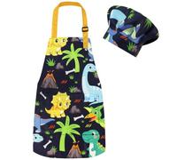 Morcheiong Kids Apron and Chef Hat Set for Boys Girls with Pockets, Adjustable Toddler Aprons for Cooking Baking Painting