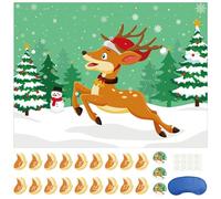 Morcheiong Pin The Tail on The Deer Christmas Game with 36 Tails, Christmas Party Favors Activities Supplies Decorations for Kids