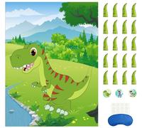 Morcheiong Pin The Tail on The Dinosaur Game with 48 Tails for Kids Birthday Party Supplies, Favors and Decorations for Boys