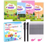 Morcheiong Reusable Magic Practice Copybook Set for Kids, 4Pcs Calligraphy Handwriting Practice Book for Preschools