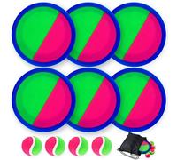 Morcheiong Toss and Catch Ball Game Outdoor Toys Beach Games for Kids Family with 6 Paddles 4 Balls and 1 Storage Bag (Blue)