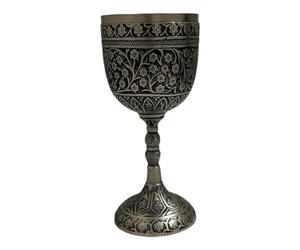 Morcomart 1x Silver Antique wine Cup Arthur King Chalice Goblet Comunioun Wedding Gift - Elegant Royal Famliy Goblet Capacity-280ml, Meatrial- Brass