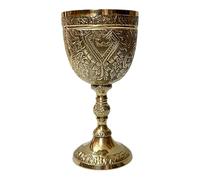 Morcomart Handmade Brass Wine Chalice Goblet - Artisanal Craftsmanship, Antique Vintage Design - Elegant Cups for Wedding, Church, Festive Events (Polished Brass)