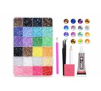 Mordely 30000PCS Rhinestone Kit, 2 Boxes 24 Grid Gems Set, Bedazzler Kit with Tools & Storage for Crafts, Nails, DIY & Jewelry Making