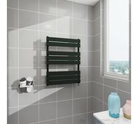 Morden Bathroom Flat Panel Heated Towel Rail Radiator,Wall Mounted Central Heating Ladder Rad 800X600mm Black