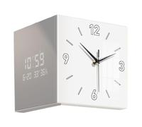 Morden Wall Clock Corner Watch Time Wall Mounted Easy to Read Gifts Indoor Unique Ornament for Patio Office Classroom Bedroom and Home Living Room Kitchen, White