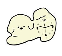 Morden Wall Clock Cute Wall Unique Puppy Acrylic Non Ticking Silent Hanging Watch Time for Kindergarten Children Room Nursery Home, Beige