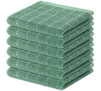 Mordimy 100% Cotton Terry Cloth Dish Cloths, Soft and Absorbent Checkered Dish Towels, Quick Drying Dish Rags for Washing Dishes, 6 Pack, 12 x 12 Inches, Grass Green
