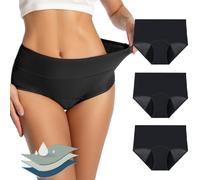 Mordlanka Period Underwear for Women Breathable Menstrual Period Panties, Black, XXL