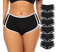 Mordlanka Women Boyshorts Underwear Cotton Panties Stretch Boxer Brief…, Black, L