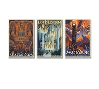 Mordor Lord of The Ring Hobbit Movie Vintage Travel Canvas Art Poster-Set of 3 Bundle Canvas Painting Poster Wall Art Decorative Picture Prints Modern Decor 08x12inch(20x30cm)