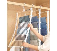 Mordraoe Trouser Hangers Space Saving: 3 Pack Multi Layer Metal Coat Pants Hangers for Wardrobe, Women Man Multi-Functional Closet Organiser for Skirt, Jeans, Clothes, Tie,Belts, Scarf and Towel