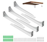Mordx 6pcs of Shelf Brackets, Metal Heavy Duty Brackets, Right Angle Floating Shelf Brackets, L Bracket for Shelf (White, 20CM)