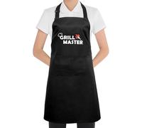 Mordx Bib Apron,Unisex Black Aprons Adjustable Washable,with 2 Pockets for Kitchen Crafting BBQ Drawing (Grillmaster 2)