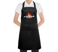 Mordx Bib Apron,Unisex Black Aprons Adjustable Washable,with 2 Pockets for Kitchen Crafting BBQ Drawing (Grillmaster 1)