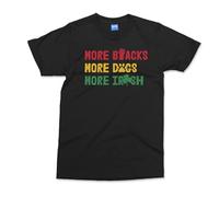 More Black More Dogs More Irish Mens T-Shirt - Black - L - Regular Fit Cotton T-Shirt - Anti-Racism Clothing - Social Justice Activist Gift for Men & Women