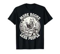 More Books Less People Introvert Skeleton Reading T-Shirt