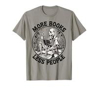 More Books Less People Skeleton Reading Book T-Shirt