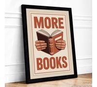 More Books Vintage Framed Wall Art Print A2 (59.4×42cm) Black, Wall Decor for Living Room, Bedroom, Office & Home, Ready to Hang, Art Gift