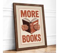 More Books Vintage Framed Wall Art Print A4 (29.7×21cm) Walnut, Wall Decor for Living Room, Bedroom, Office & Home, Ready to Hang, Art Gift