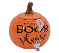 More Boos Please Pumpkin Orange 11 x 11 Glossy Ceramic Halloween Drink Dispenser