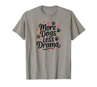 More Dogs Less Drama - Modern Pawprint and Heart Cute Dog T-Shirt