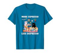 More Espresso, Less Depresso, Cat Serving Up Coffee & Cake T-Shirt