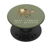 More Espresso Less Depresso Frog Coffee Cottagecore Cafe PopSockets Adhesive PopGrip