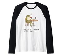 More Espresso Less Depresso Frog Coffee Cottagecore Cafe Raglan Baseball Tee