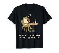 More Espresso Less Depresso Frog Coffee Cottagecore Cafe T-Shirt