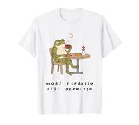 More Espresso Less Depresso Frog Coffee Cottagecore Cafe T-Shirt